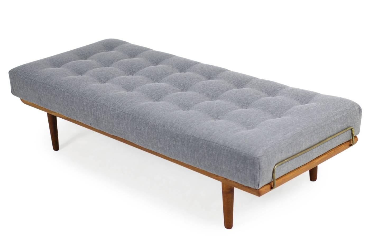 Danish 1950s Hans J. Wegner Daybed Model GE19 GETAMA Teak and Brass Sofa Rare 3