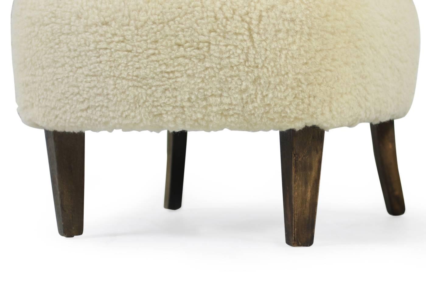 Pair of 1950s Otto Schultz Lounge Chairs Sheepskin & Leather, Mid-Century Modern 1
