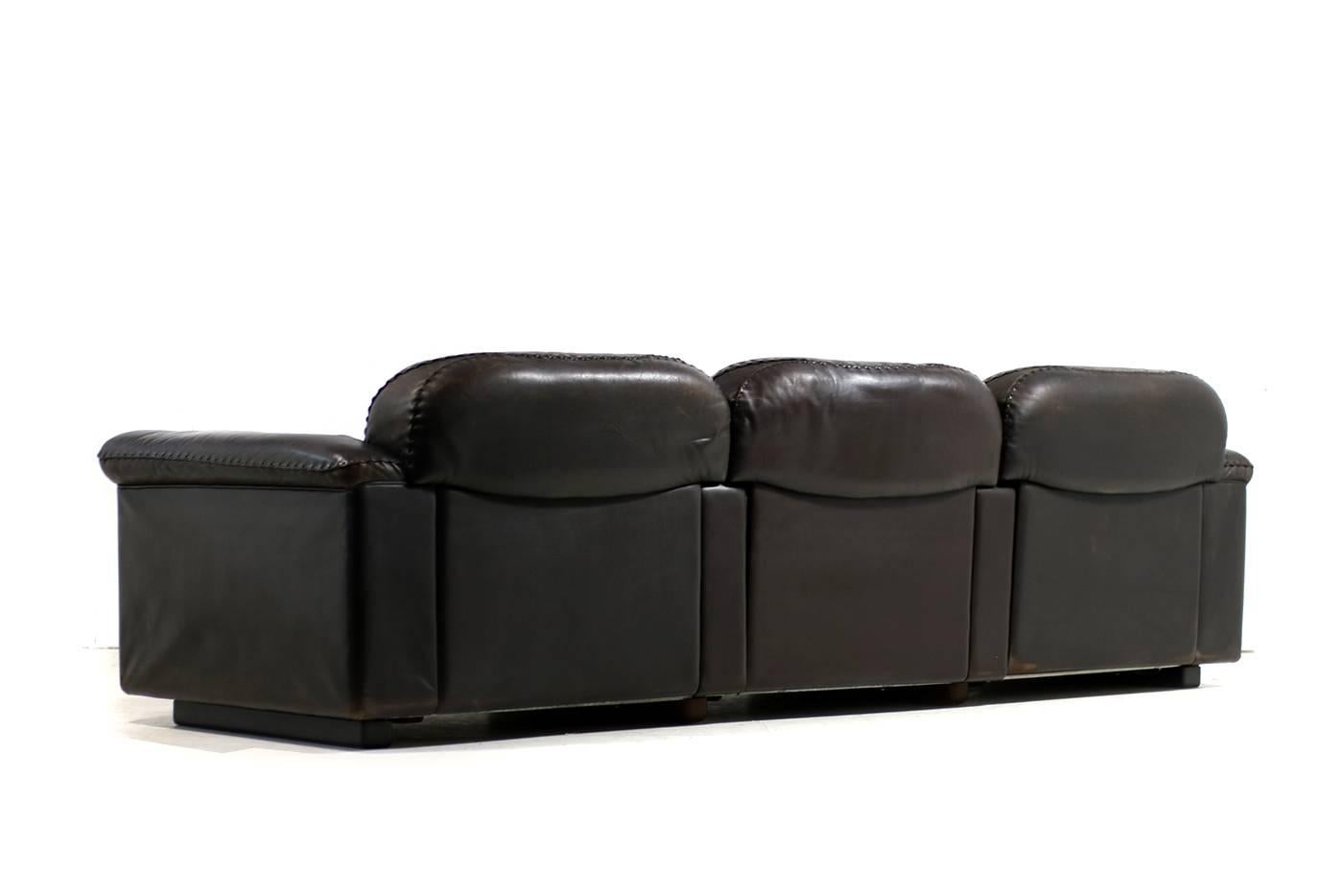 Late 20th Century 1970s Vintage De Sede DS 101 Lounge Leather Sofa 'James Bond Movie' Dark Brown