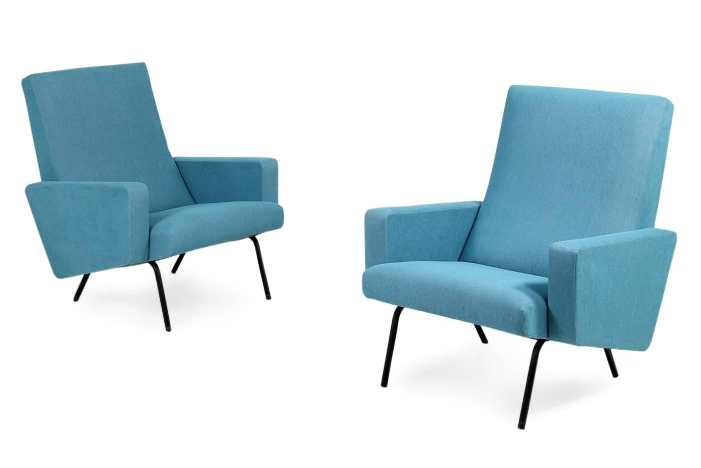 Paar Sessel aus den 1950er Jahren Joseph Andre Motte zugeschrieben Mid-Century Modern im Zustand „Gut“ im Angebot in Hamminkeln, DE