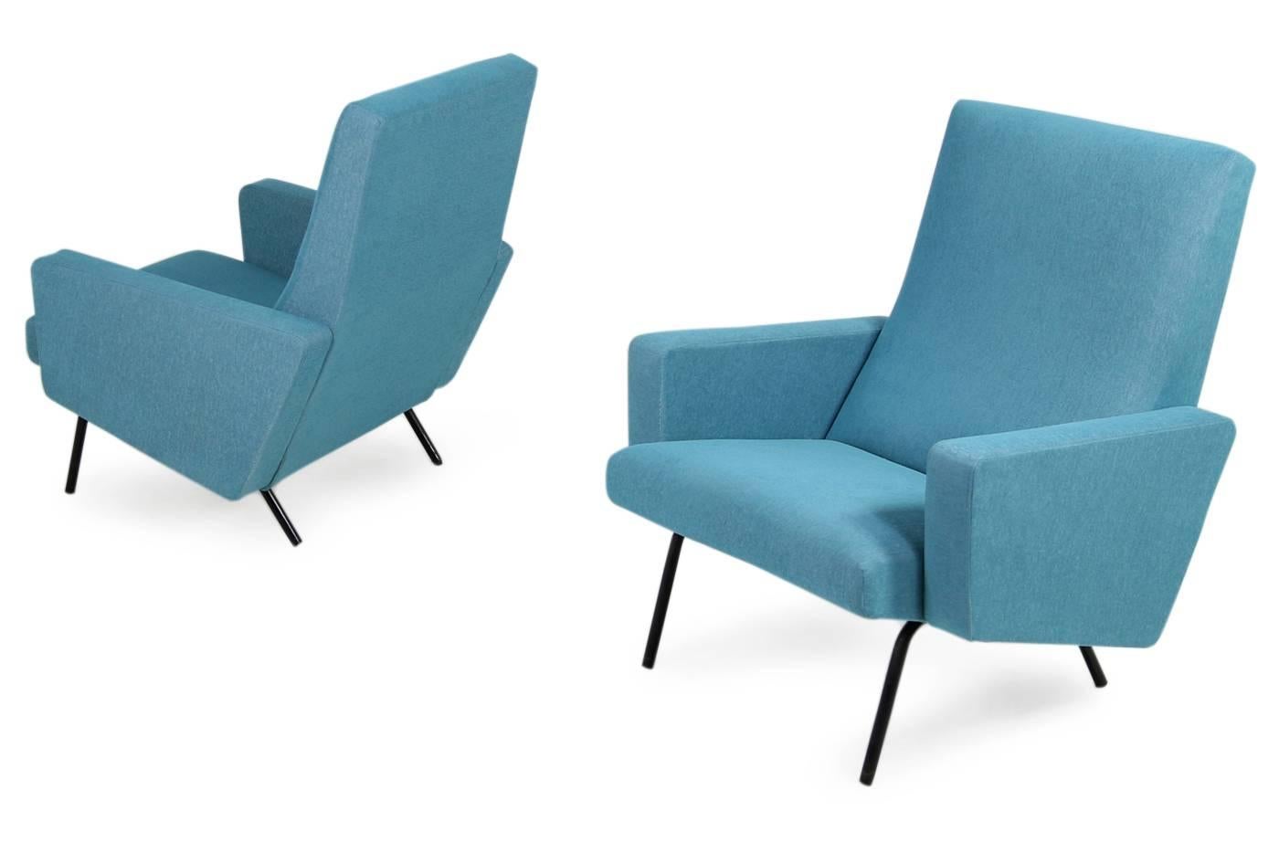 Pair of 1950s Lounge Chairs Joseph Andre Motte Attributed Mid-Century Modern For Sale 2