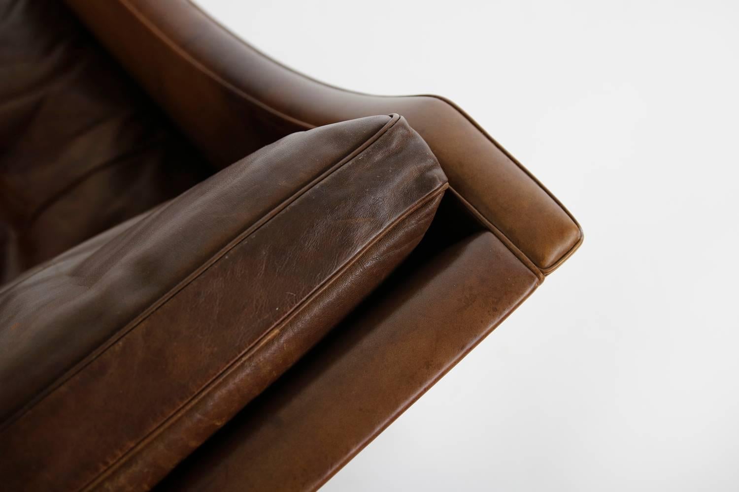 Mid-Century Modern Pair of 1960s Borge Mogensen Mod. 2207 Leather Lounge Chairs, Danish Modern