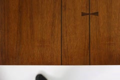 1950s American Walnut Sideboard, Chest of Six Drawers, Mid-Century Modern Design