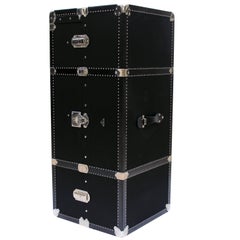 Malle de rangement Prada en toile noire avec quincaillerie en palladium, fabriquée en 2005