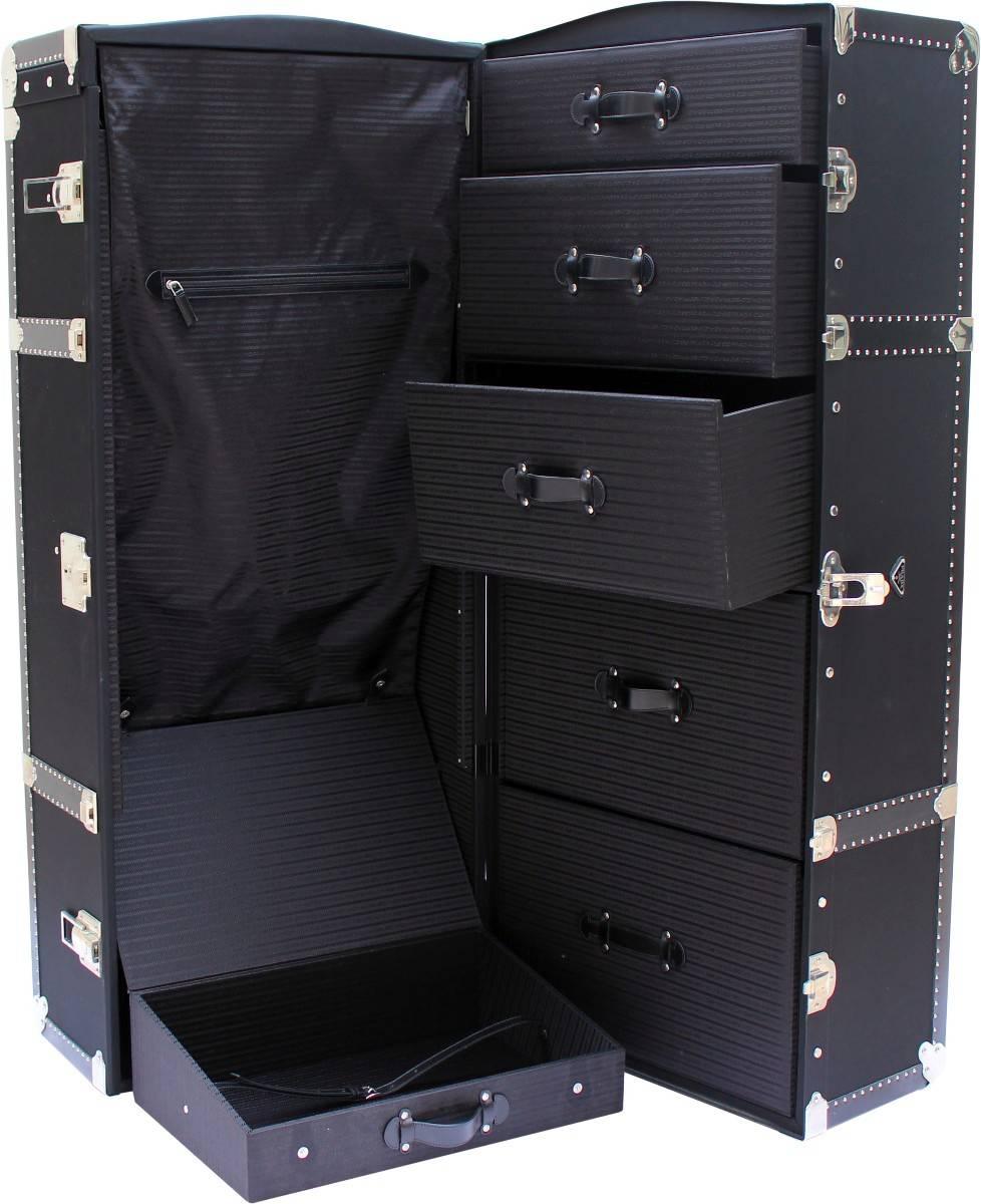 Modern Prada Black Canvas Wardrobe Trunk with Palladium Hardware Made in 2005 For Sale
