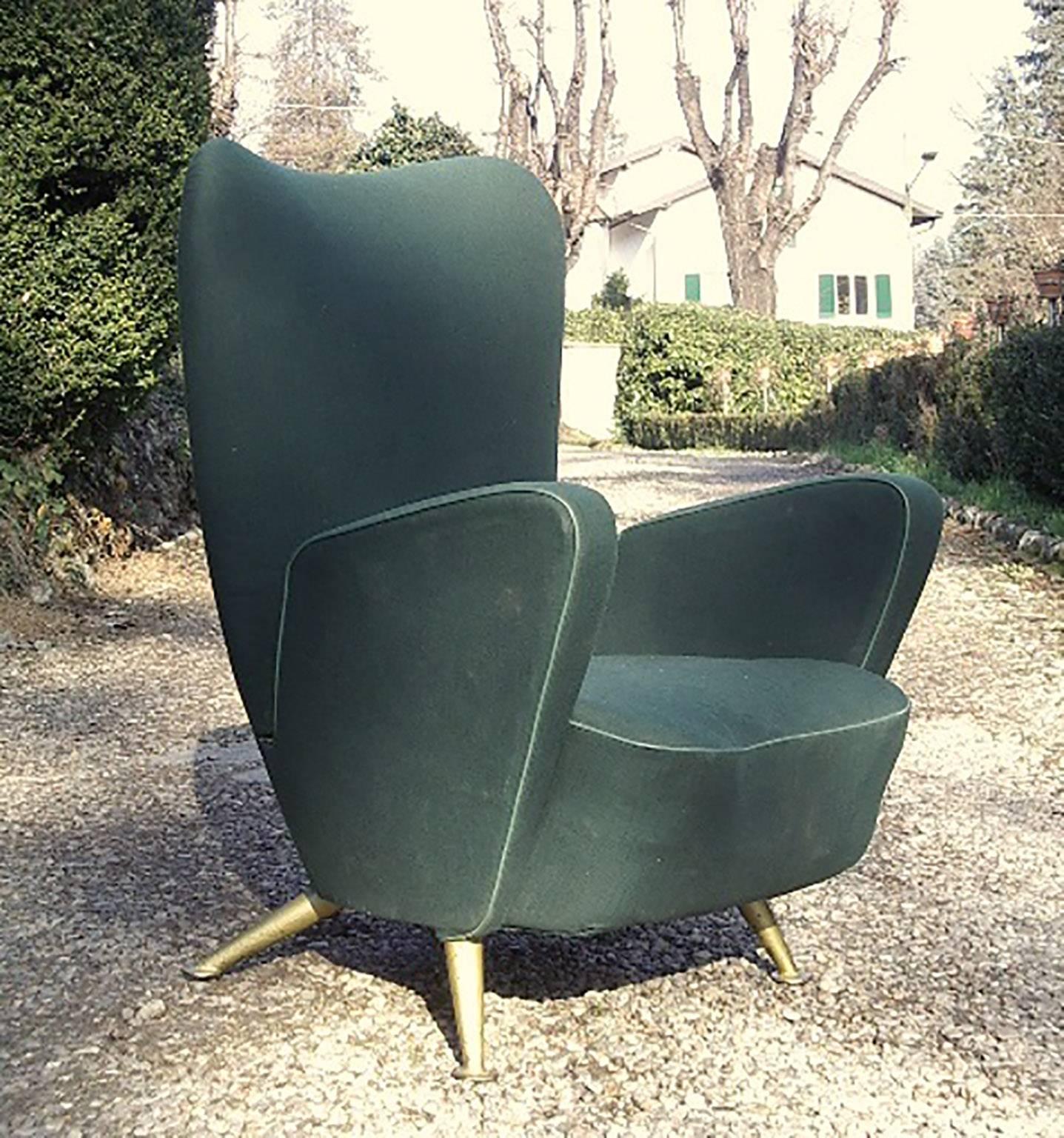 Italian Gio Ponti e Giulio Minoletti Armchair Provenance Settebello Train in Milano 1950