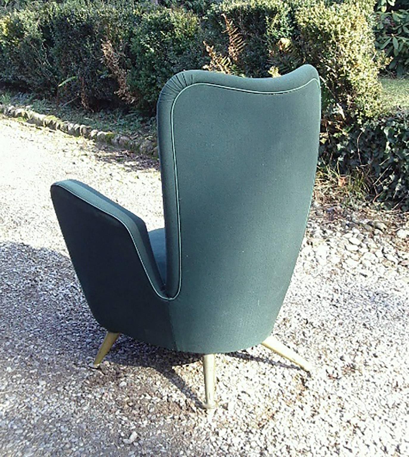 Mid-20th Century Gio Ponti e Giulio Minoletti Armchair Provenance Settebello Train in Milano 1950