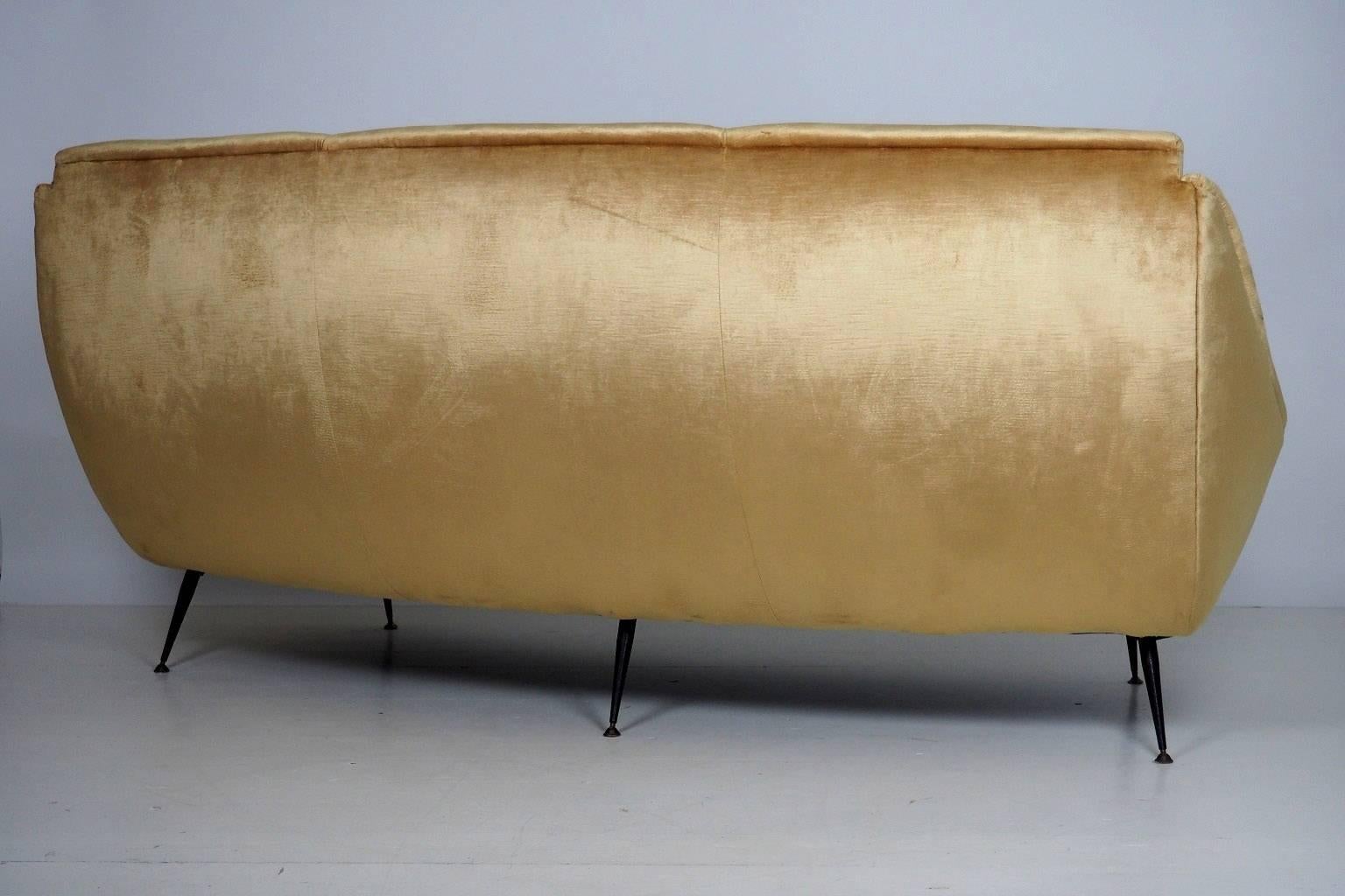 Brass Italian  Curved Sofa by Federico Munari, circa 1950