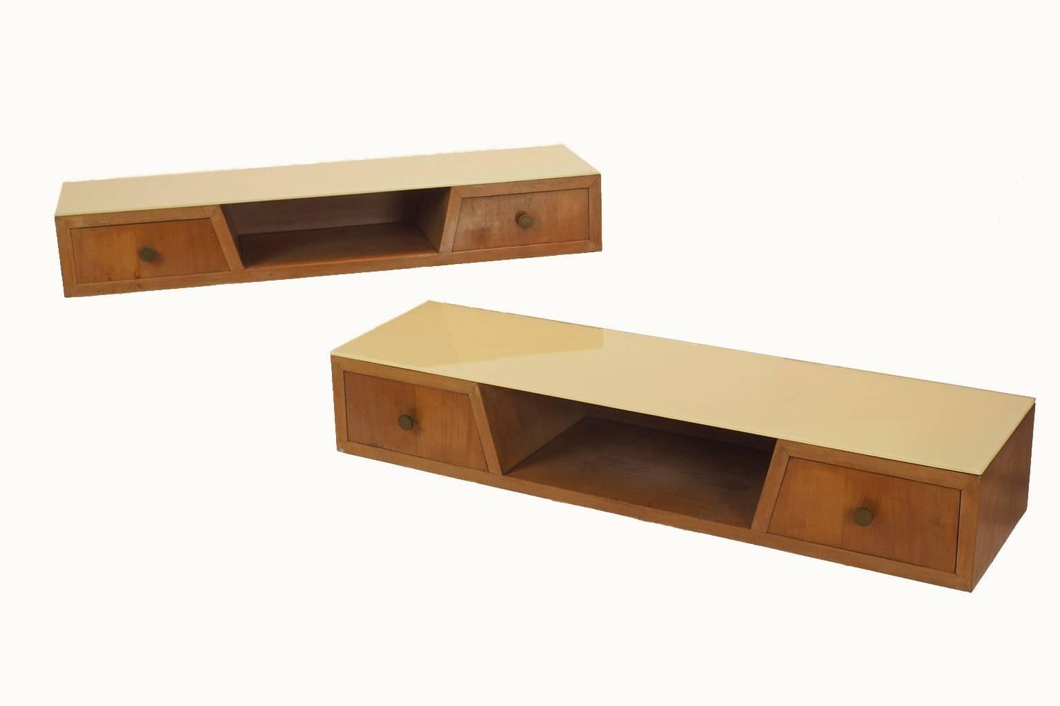 Mid-20th Century Gio Ponti Couple of Hanging Consoles Certified, a One-Off, Milano, 1950s For Sale