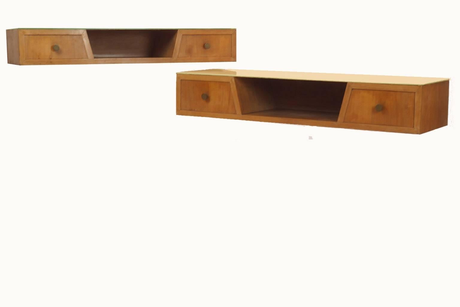 Italian Gio Ponti Couple of Hanging Consoles Certified, a One-Off, Milano, 1950s For Sale