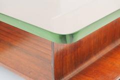 Italian Side Table with Original Thick Glass Top Manufatured by Cassina