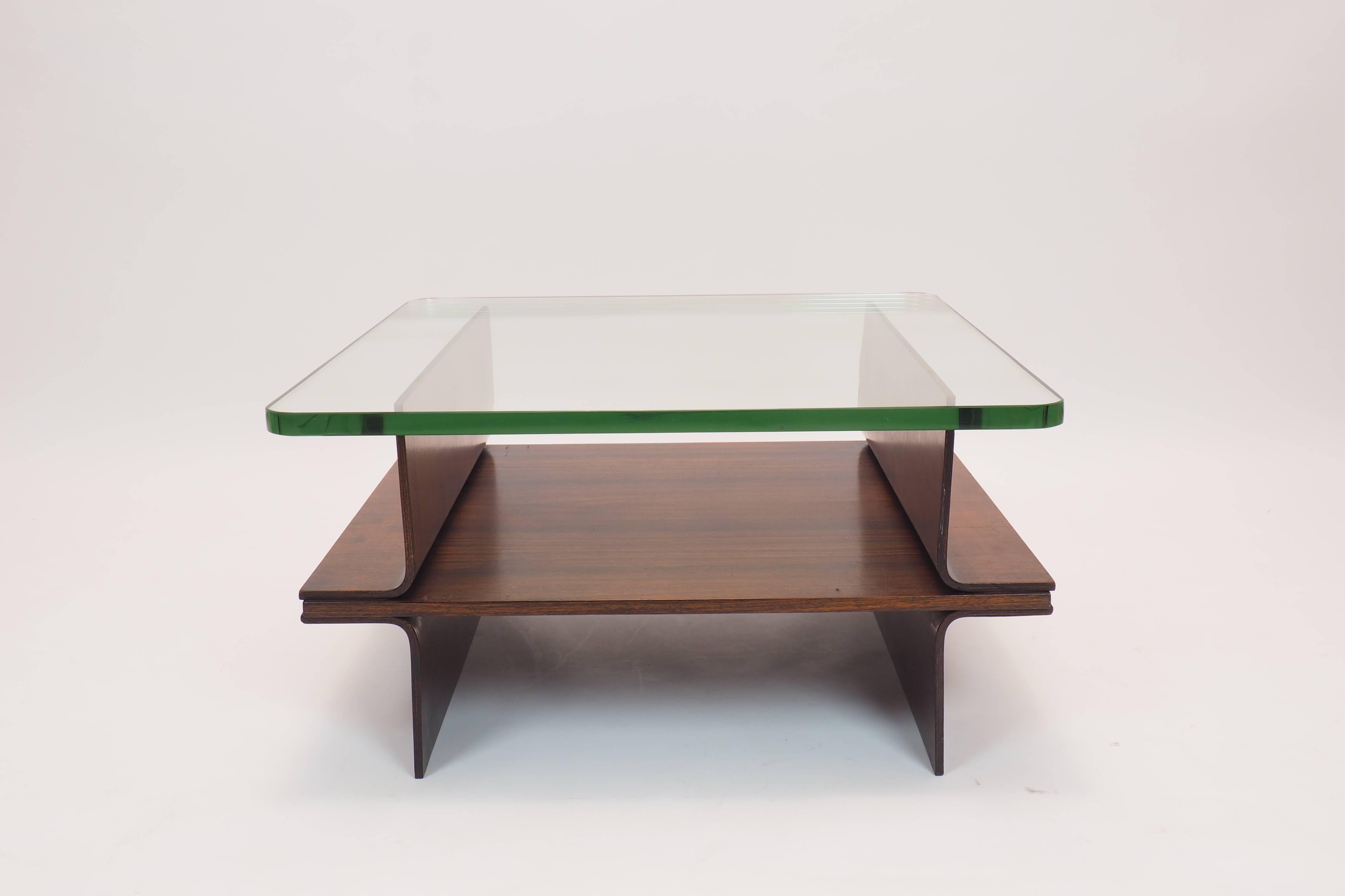 Italian Side Table with Original Thick Glass Top Manufatured by Cassina For Sale 3