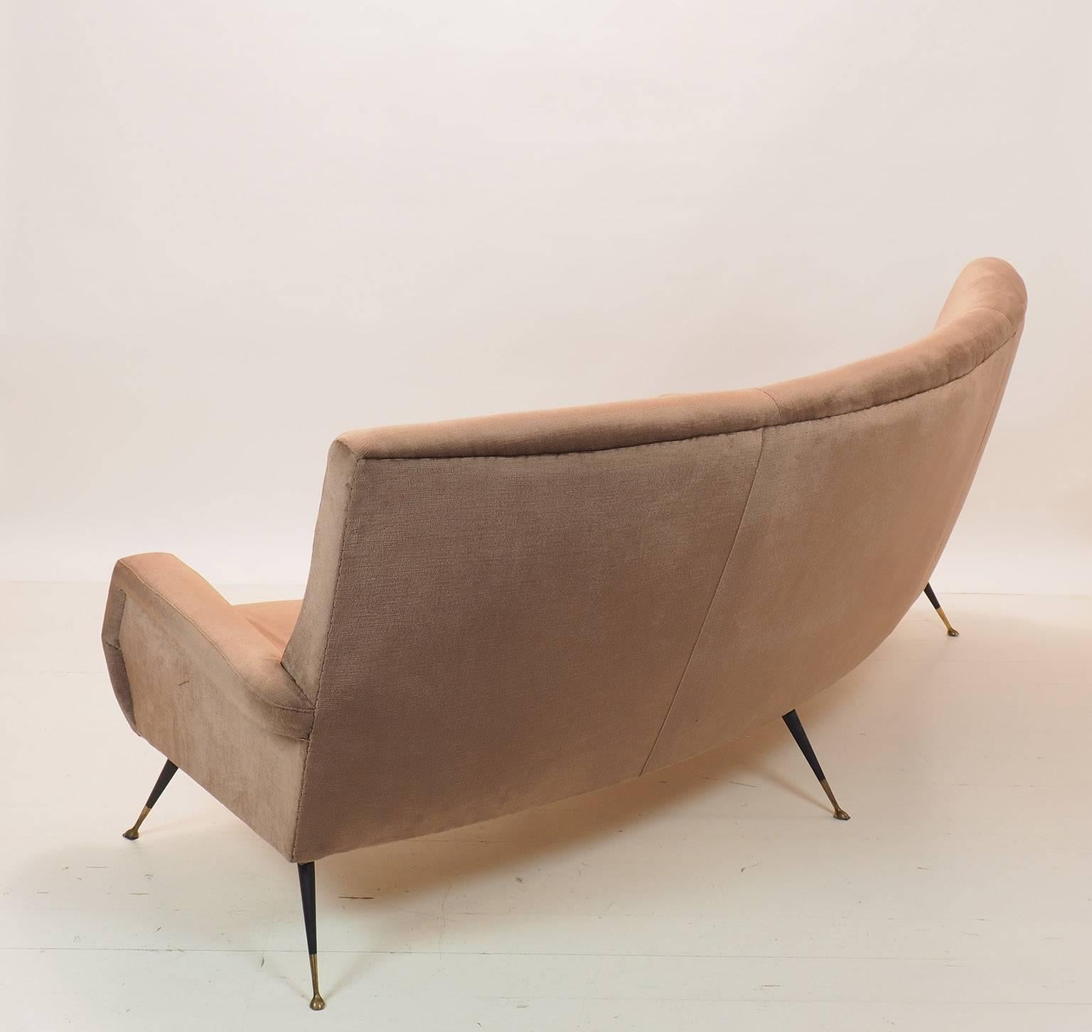 Brass Italian Curved Sofa by Gigi Radice for Minotti, Milano, 1950s