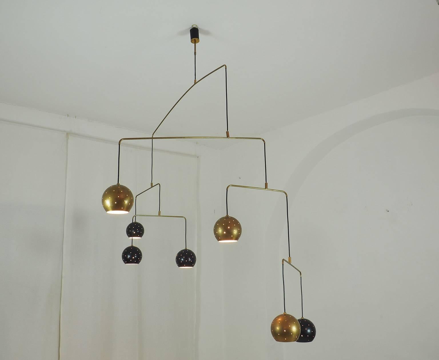 Lacquered Italian Large Poetic Mobile Chandelier  