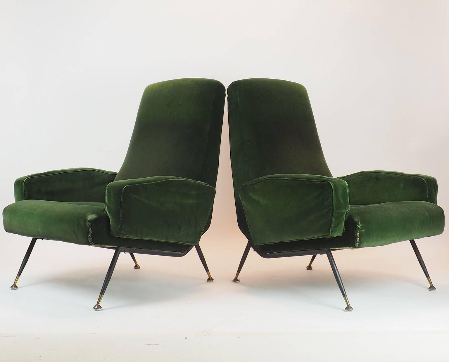 Brass Italian Armchairs, Comfort with Unusual and Unconventional Lines, Milano, 1950s