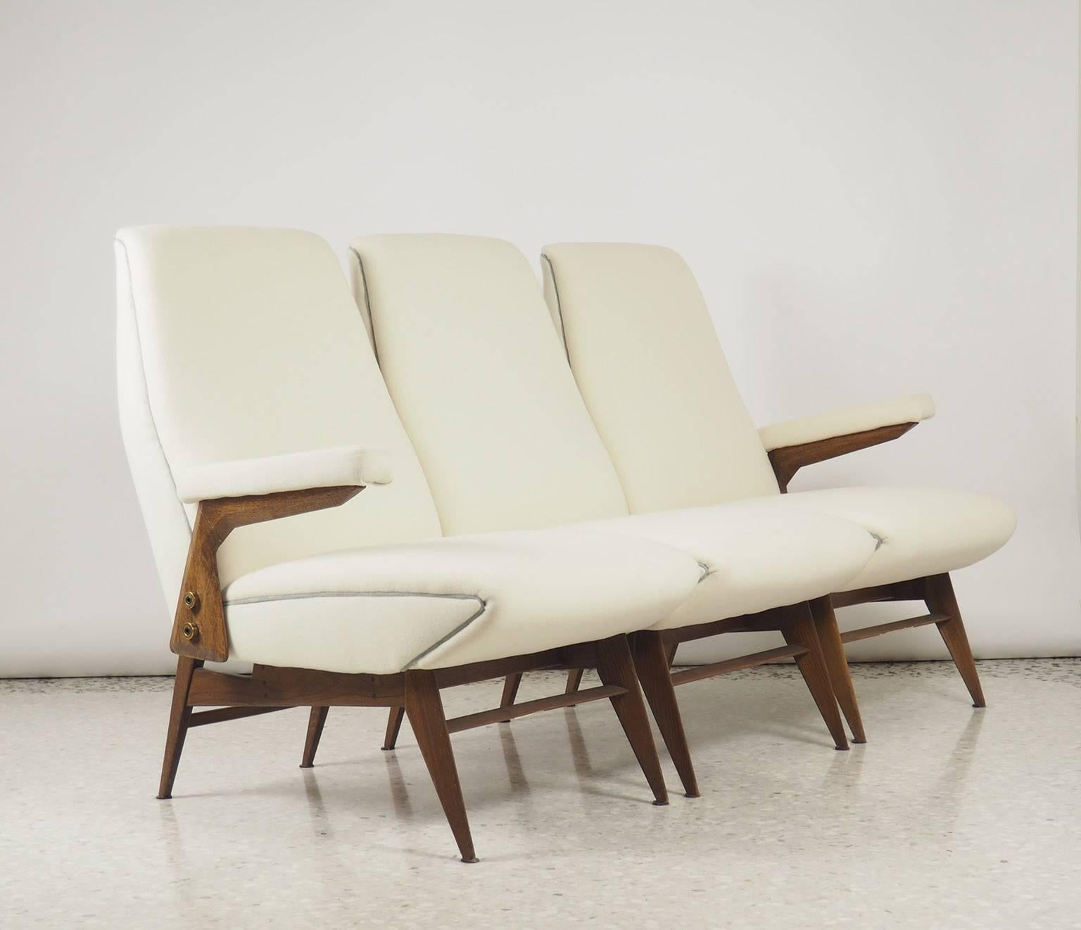 Mid-Century Modern Italian Fashionable and Singular Three Pieces Sofa, Made by Dassi, Milano, 1950