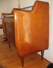 Italian Mid-Century Elegant Commode with Blue Mirrored Glass Top, Milano, 1955