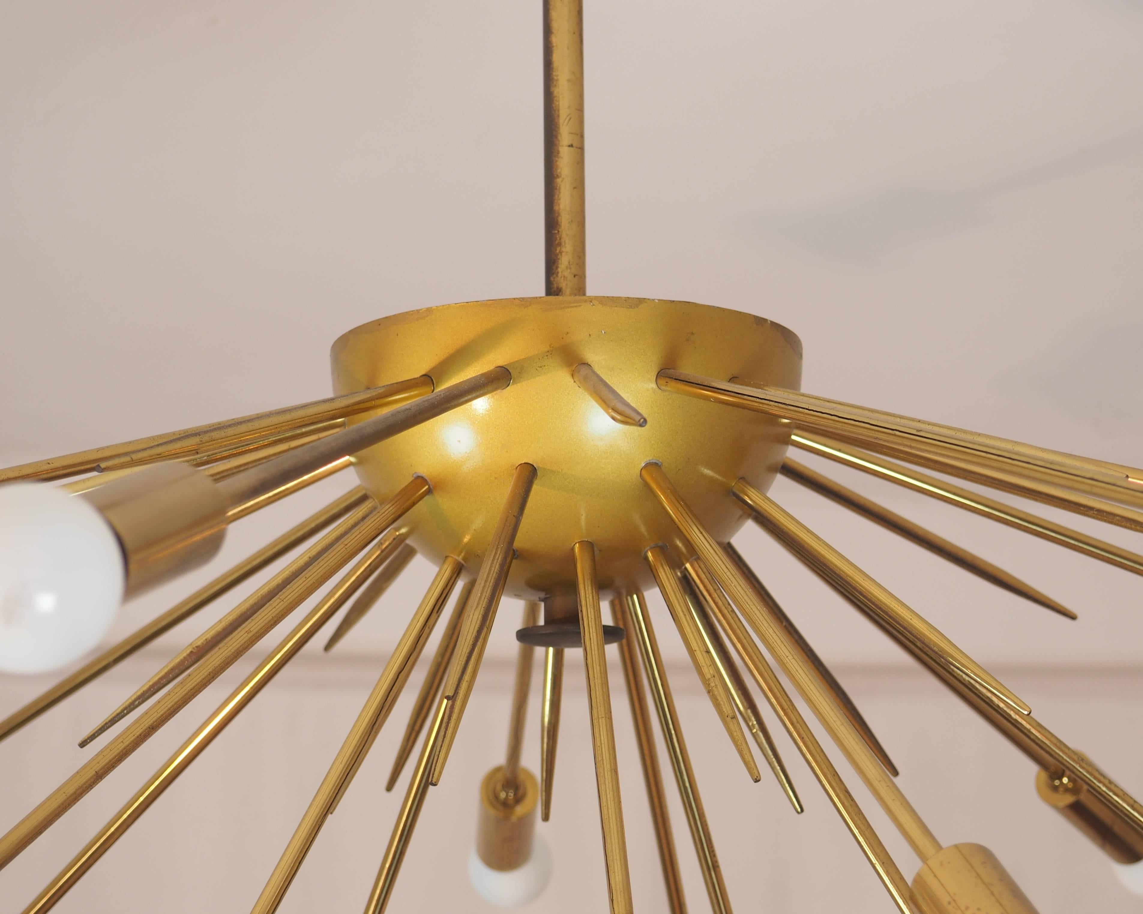 Italian Unique Original Brass Chandelier Designed by Stilnovo in Milano 1950s 2