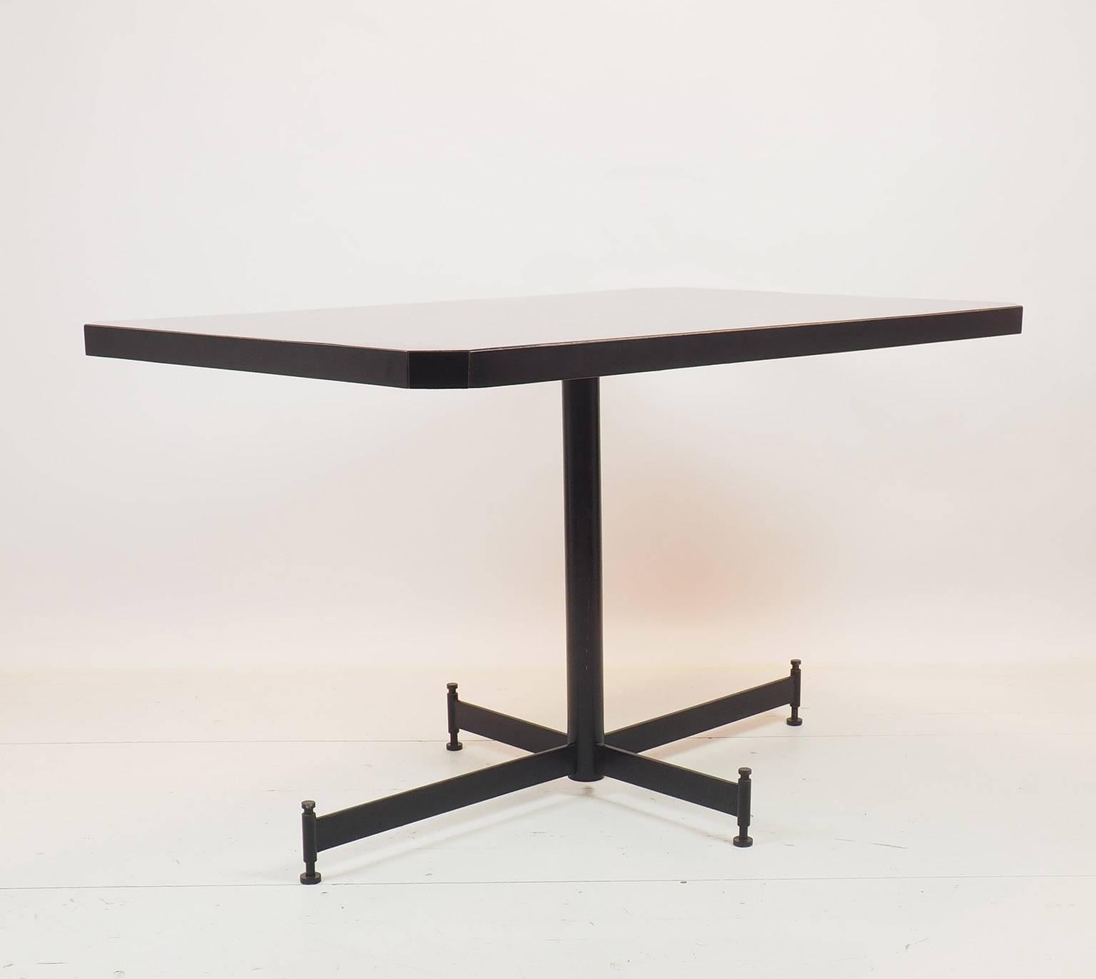 Mid-Century Modern Ignazio Gardella Table with black top   designed for Olivetti, Italy 1955