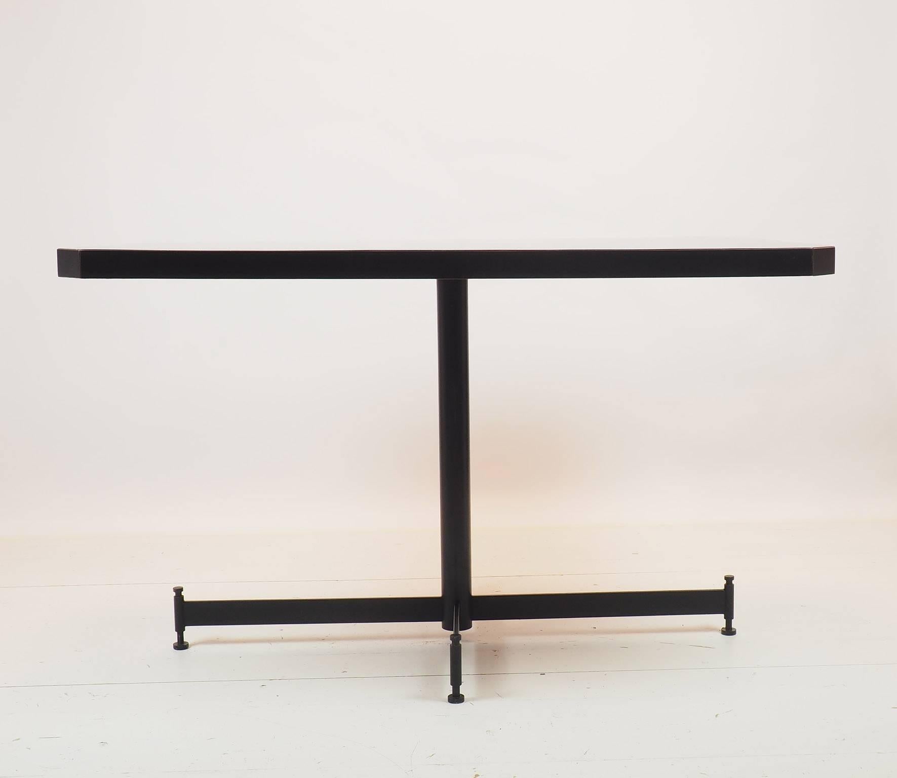 Metal Ignazio Gardella Table with black top   designed for Olivetti, Italy 1955