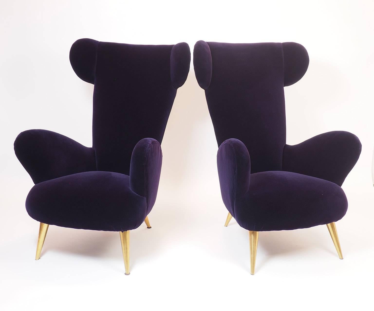 Italian Luxurious and Intense Velvet Armchairs by 