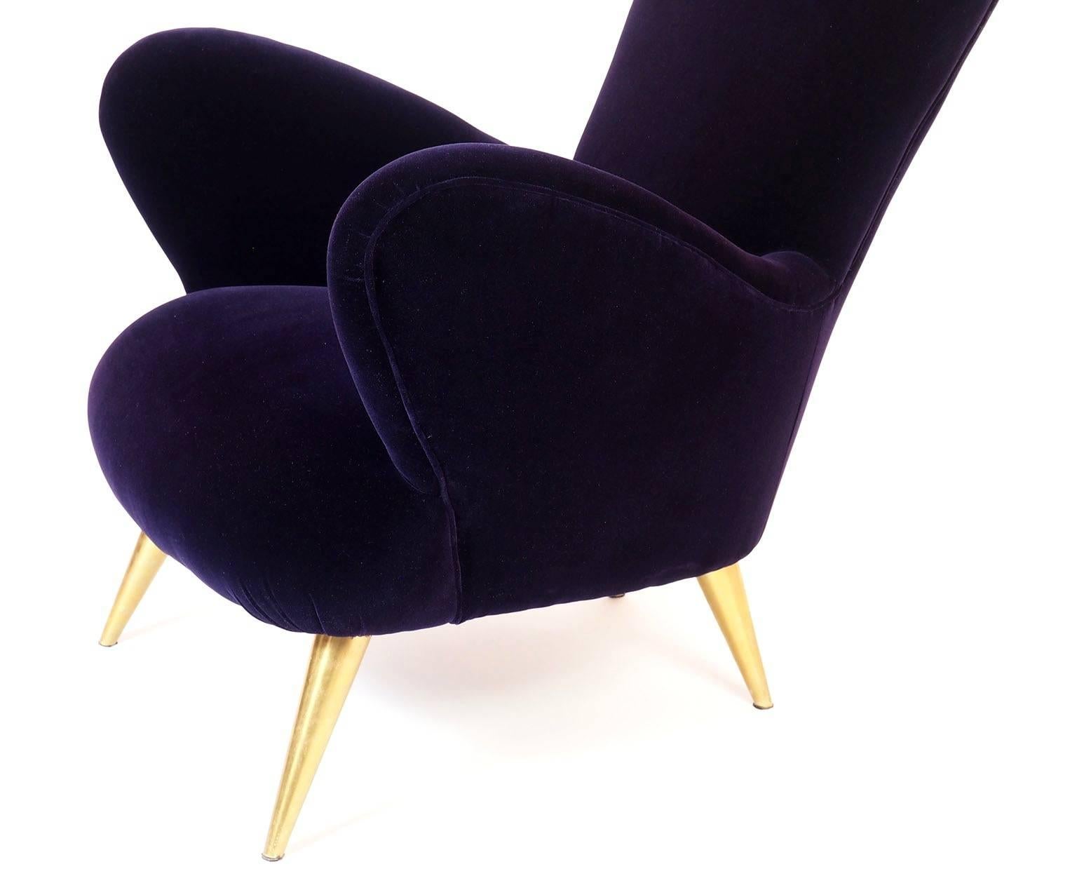 Turned Italian Luxurious and Intense Velvet Armchairs by 
