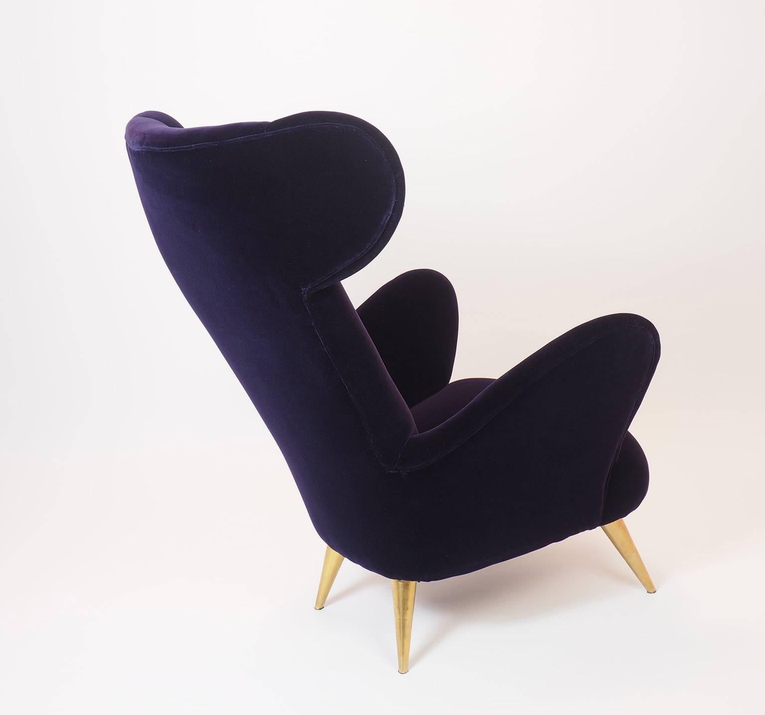 Brass Italian Luxurious and Intense Velvet Armchairs by 