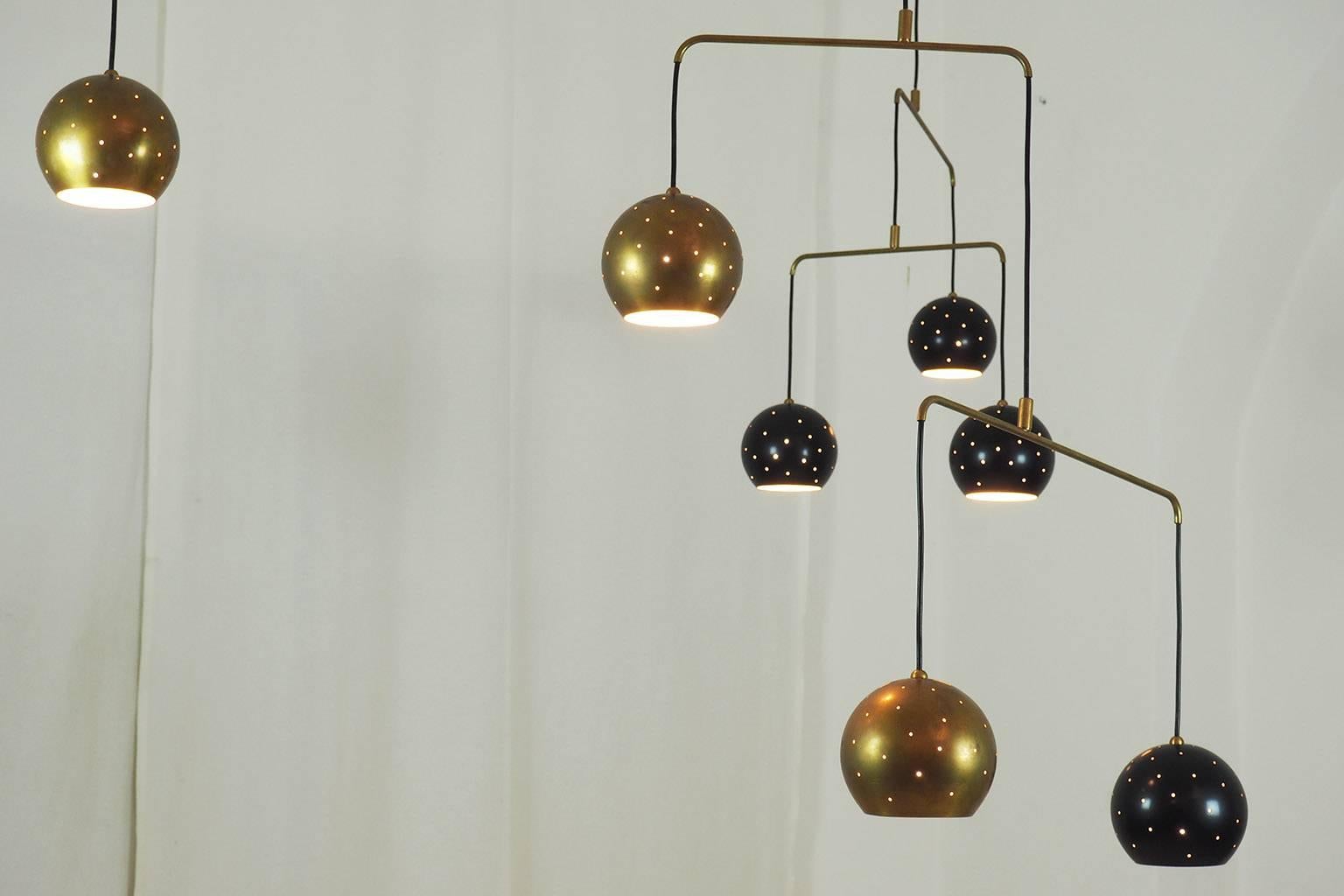 Lacquered Italian Poetic Mobile  Brass Chandelier 
