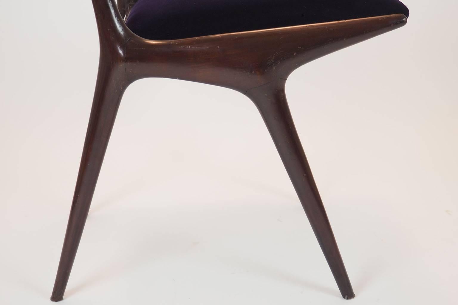 Mid-20th Century Carlo de Carli Sculptural Chair Designed for Cassina, Milano IX Triennale, 1951