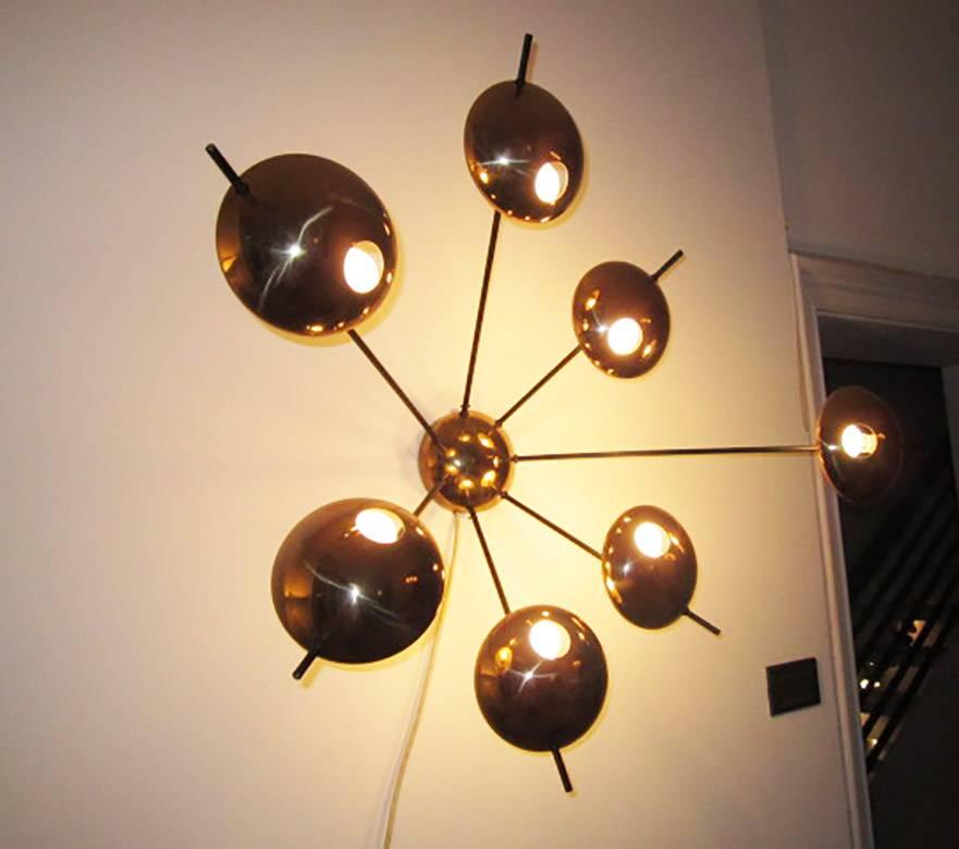 Mid-Century Modern Italian Original Stilnovo Brass Wall Light or Ceiling lamp,  Milano 1950 For Sale