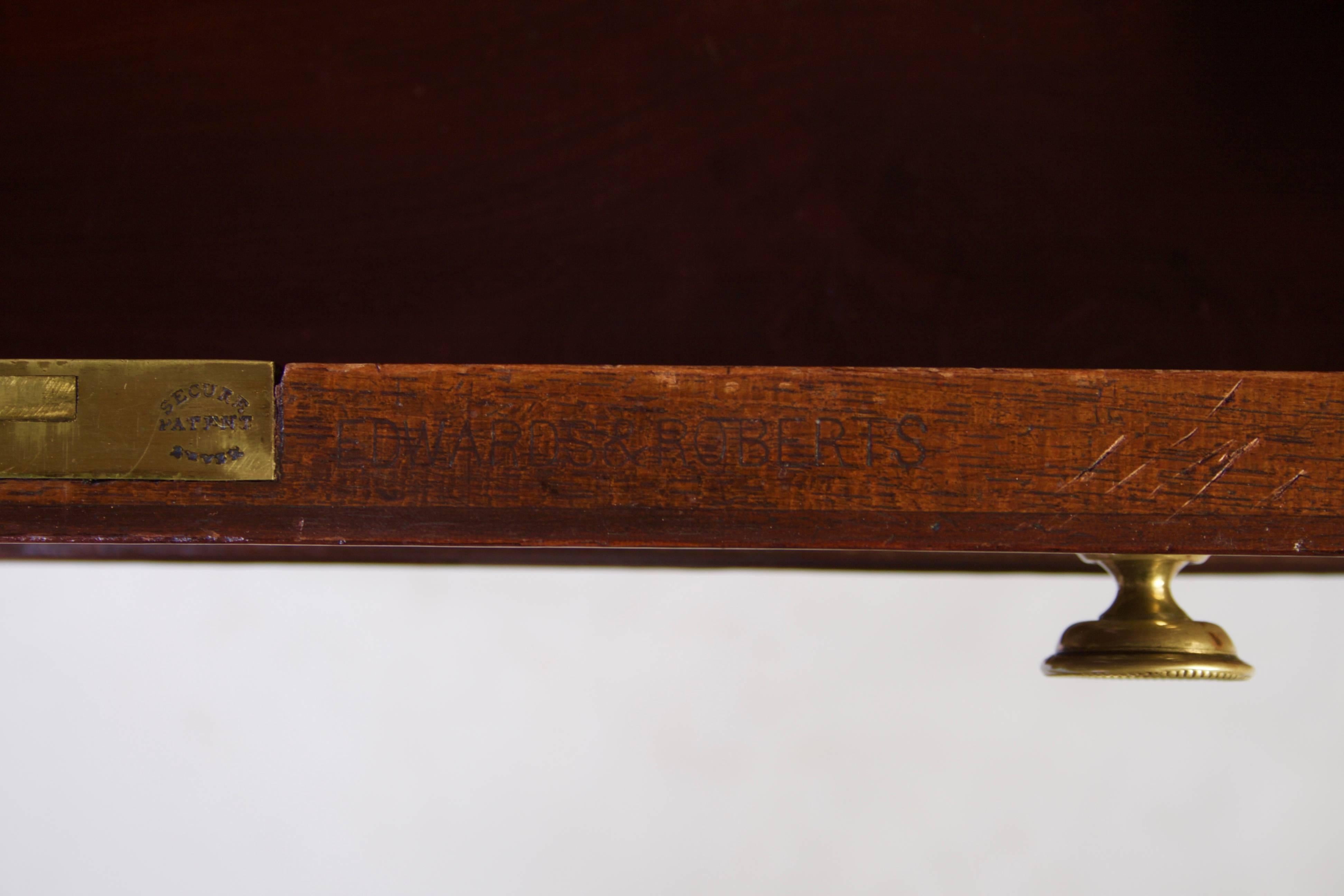 George III 19th Century Mahogany Writing Desk Stamped Edwards & Roberts