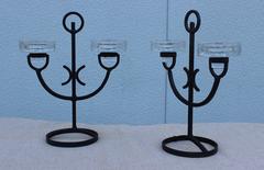Pair of Swedish Iron Candleholders