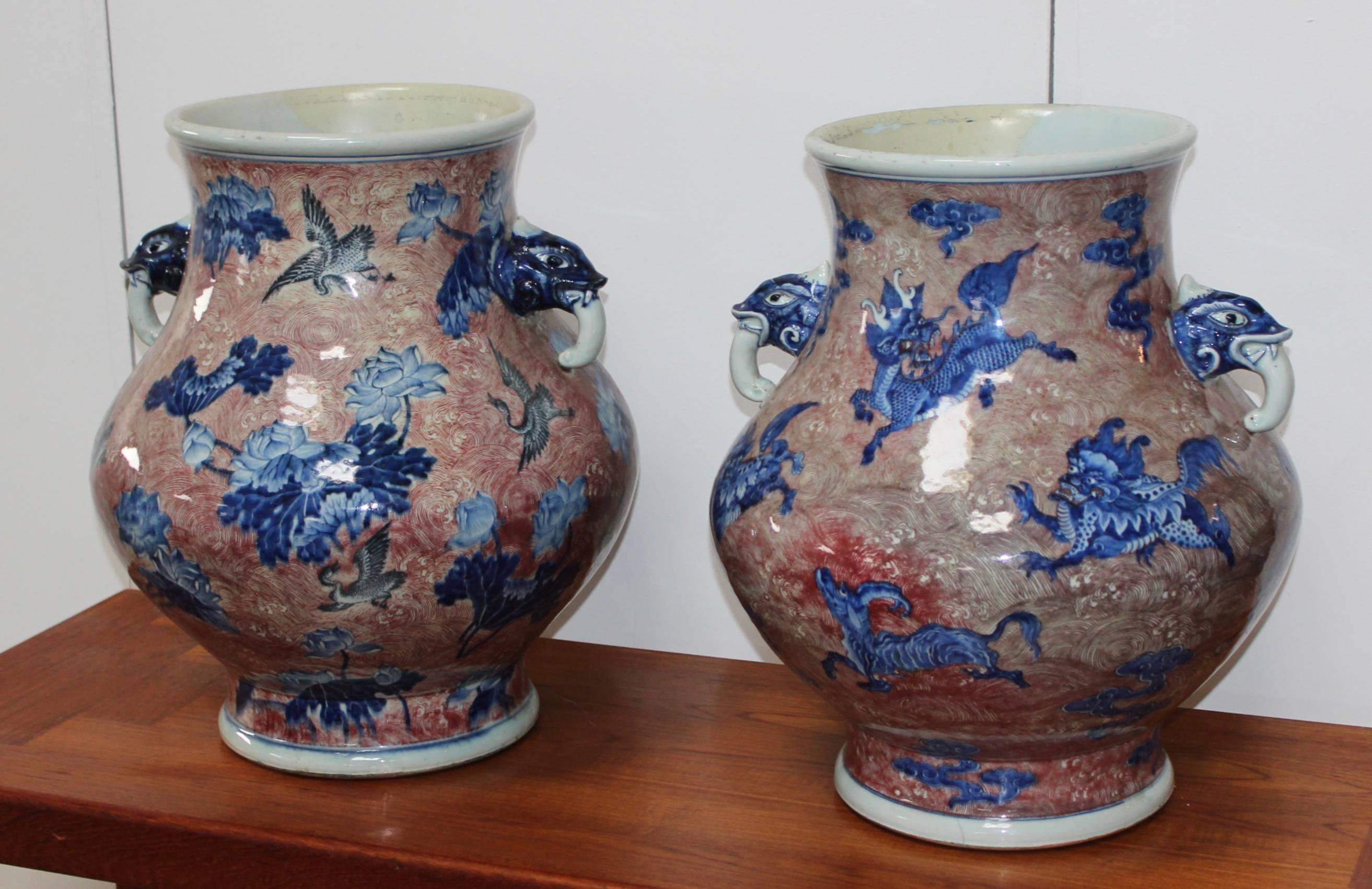 Stunning pair of large 19th century Chinese porcelain vases.
