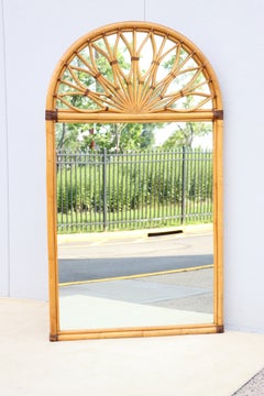 Oversize Dome Top Rattan And Bamboo Wall Mirror