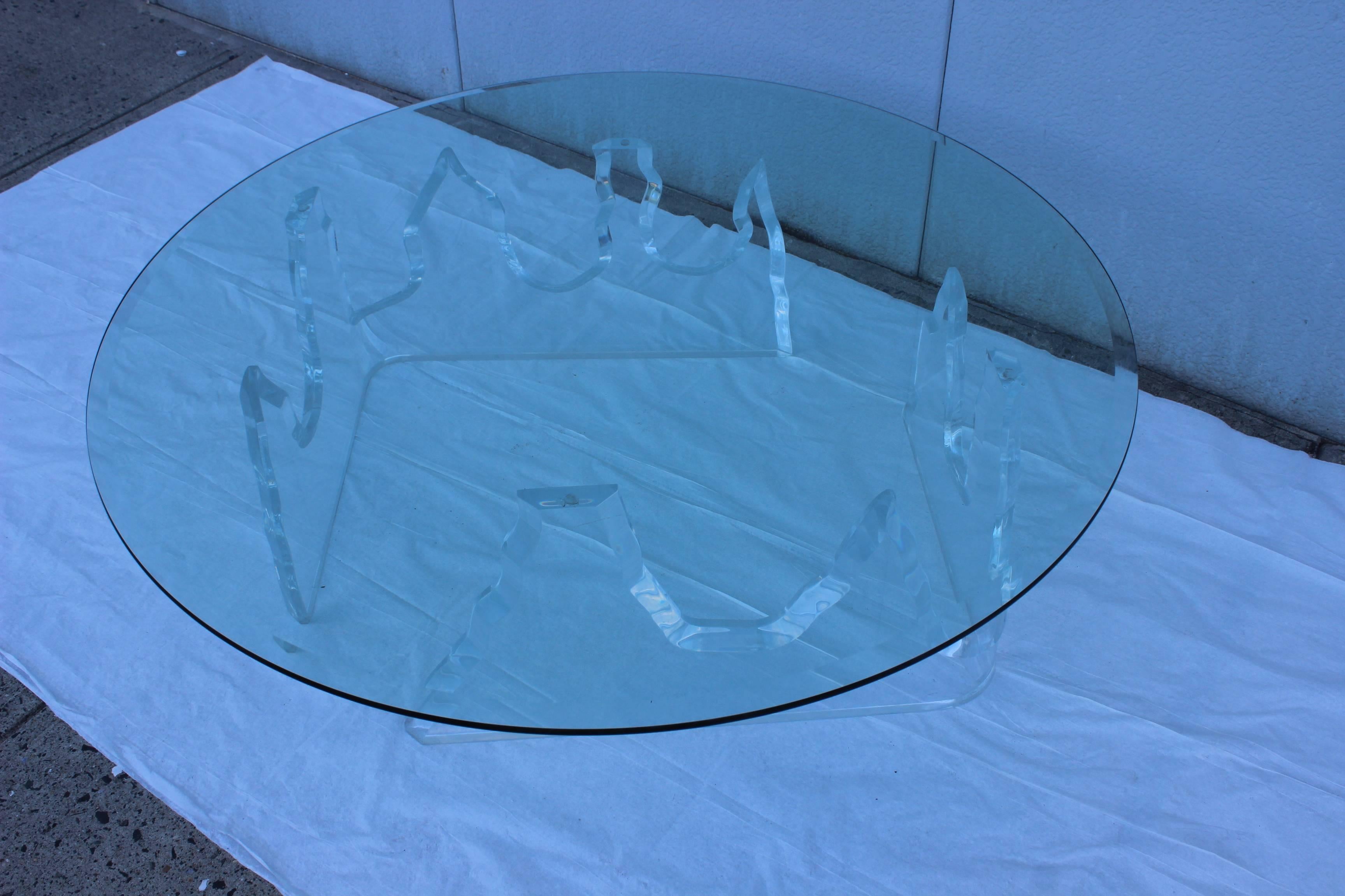 Mid-Century Modern Lion in Frost Style Large Lucite Coffee Table