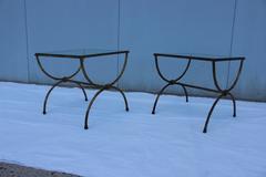 Pair of Italian Faux Bamboo Gold Gilt Metal Side Tables