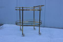 1960s Maxwell Phillips NYC Solid Brass Bar Cart