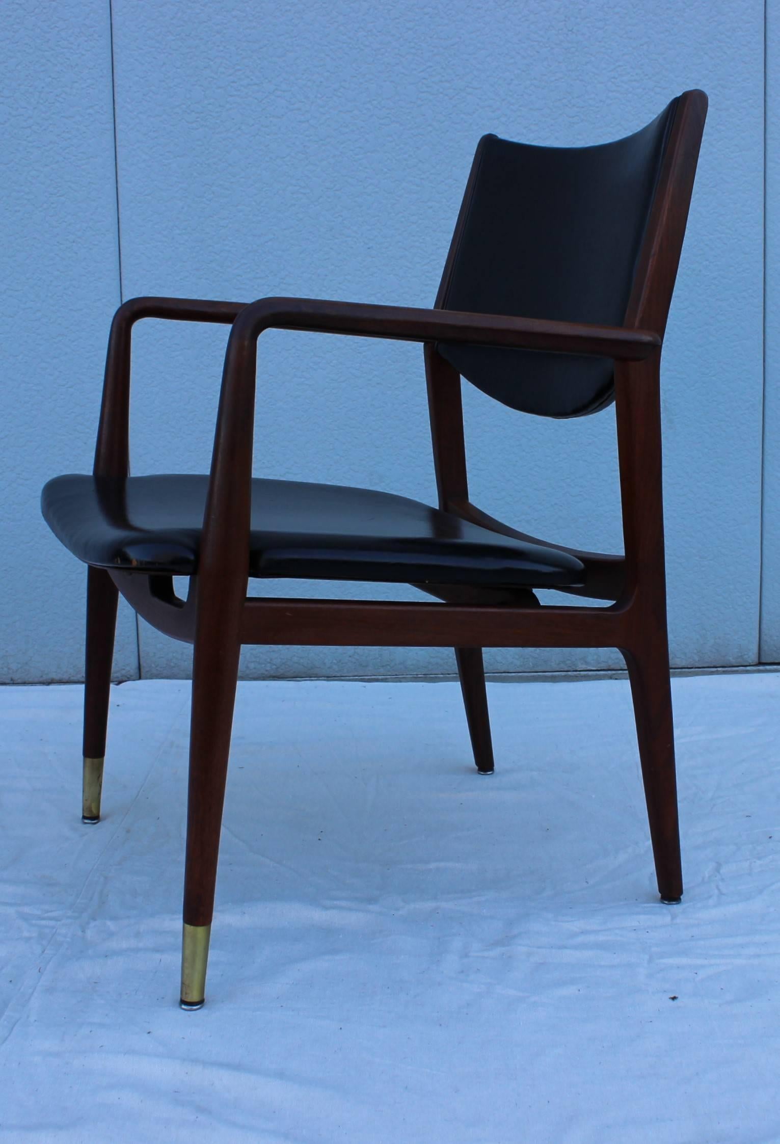 Leather George Reinoehl for Stow Davis Modernist Armchairs