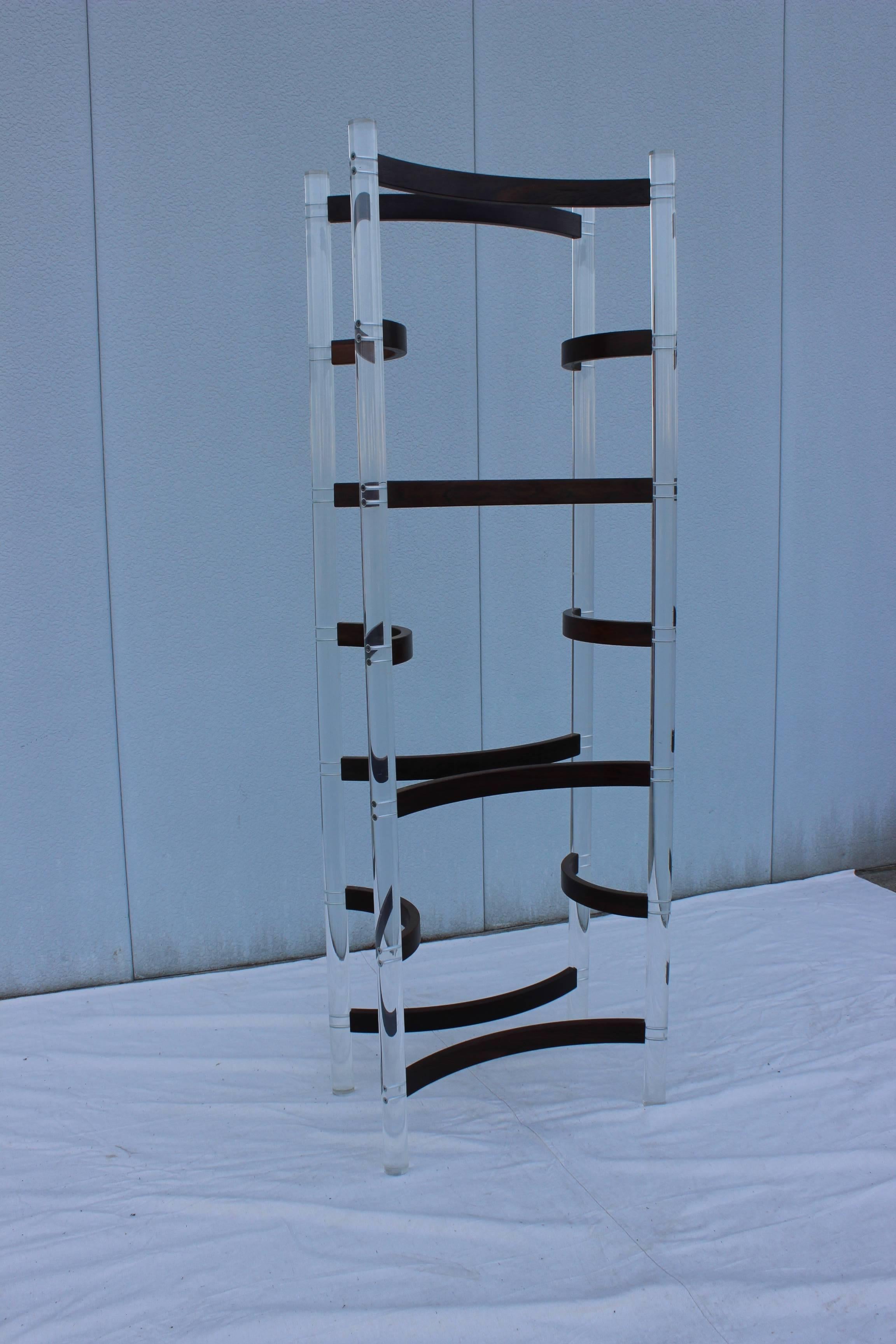 1970s Lucite and Rosewood Etagere In the Style Of Charles Hollis Jones For Sale 1