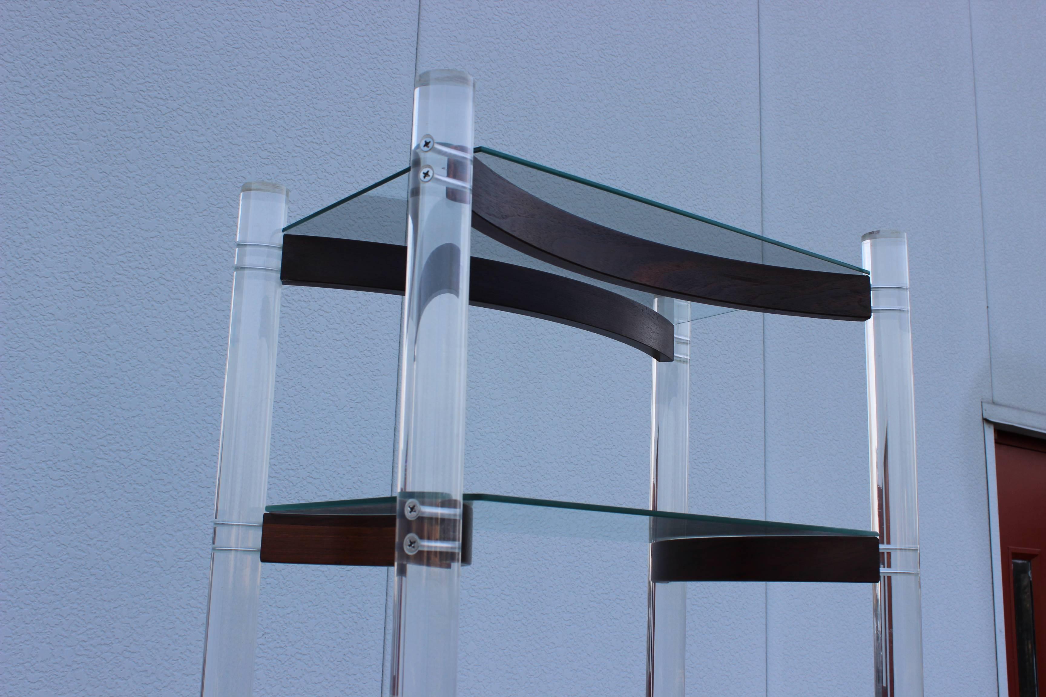 American 1970s Lucite and Rosewood Etagere In the Style Of Charles Hollis Jones For Sale