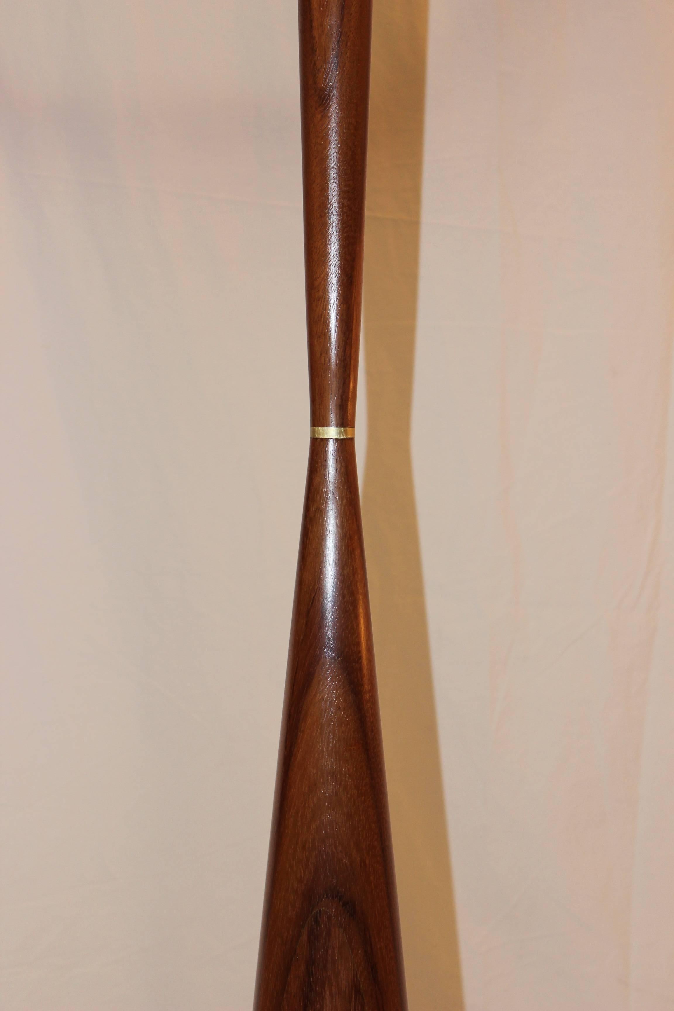 Brass Phillip Lloyd Powell Style Walnut Floor Lamp