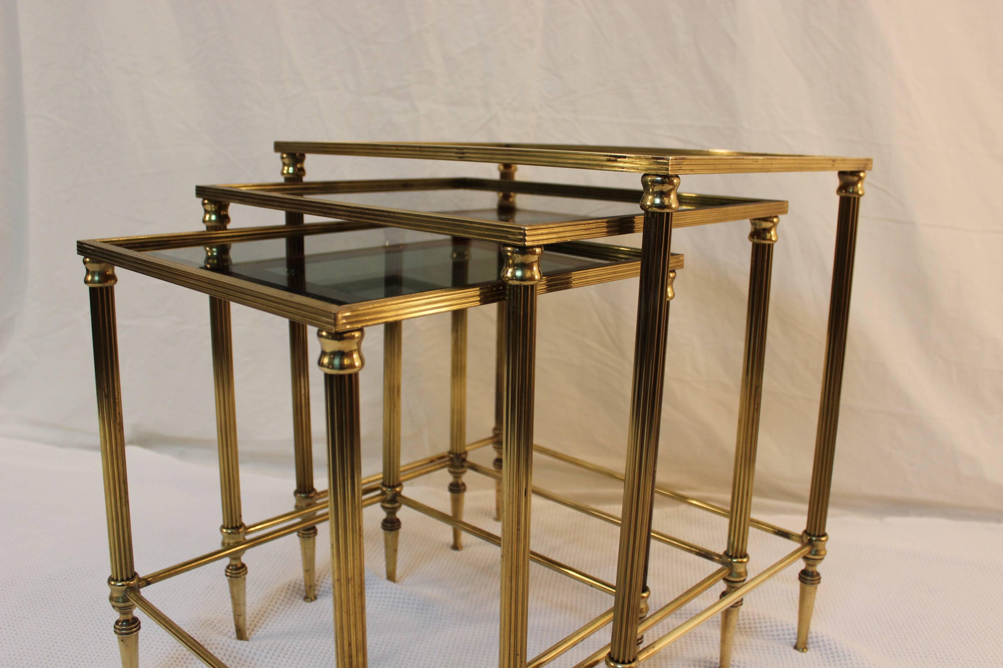 Mid-Century Modern Italian Brass Nesting Tables 6