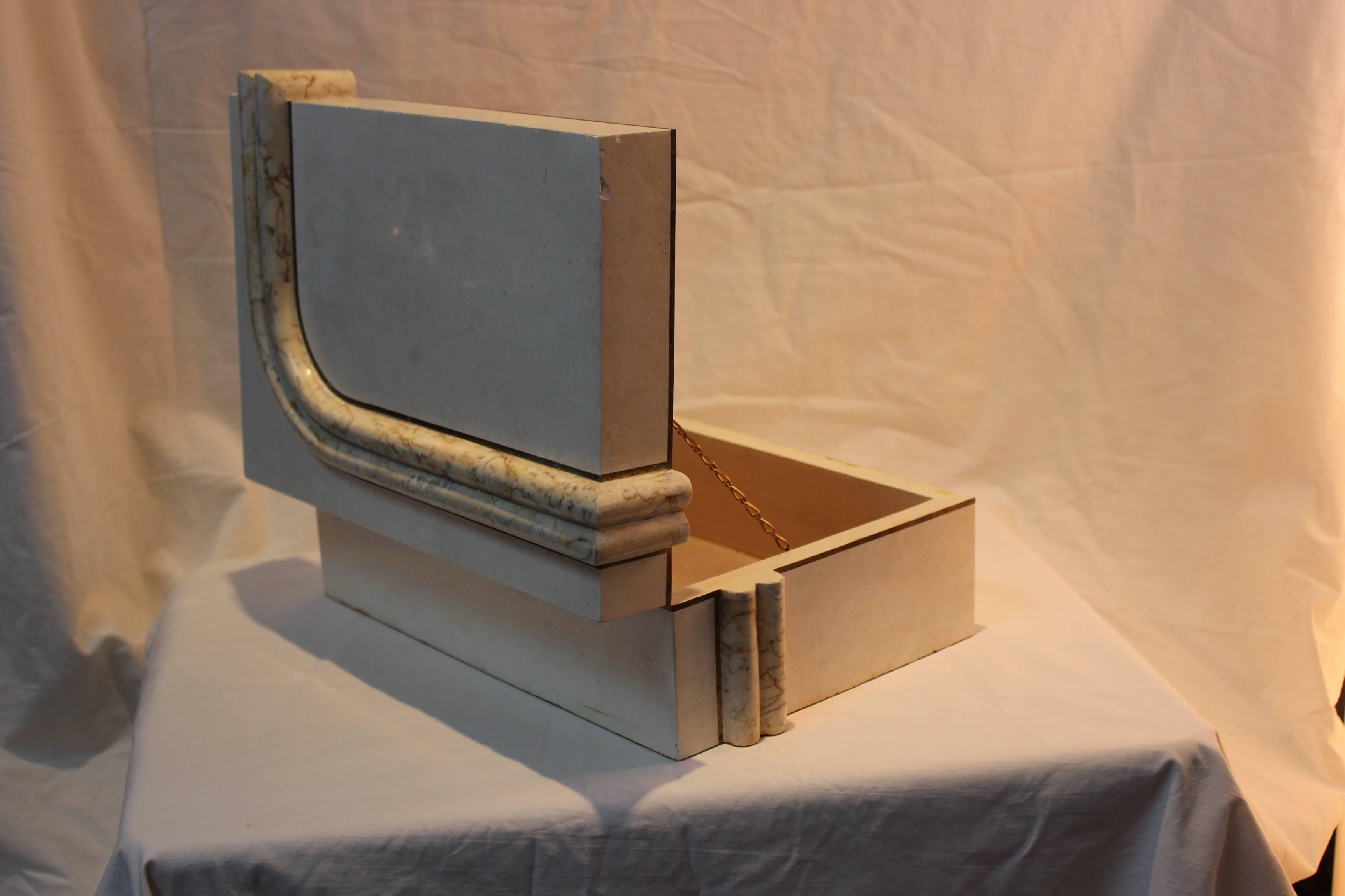 Maitland Smith Tessellated Stone and Brass Box For Sale 4