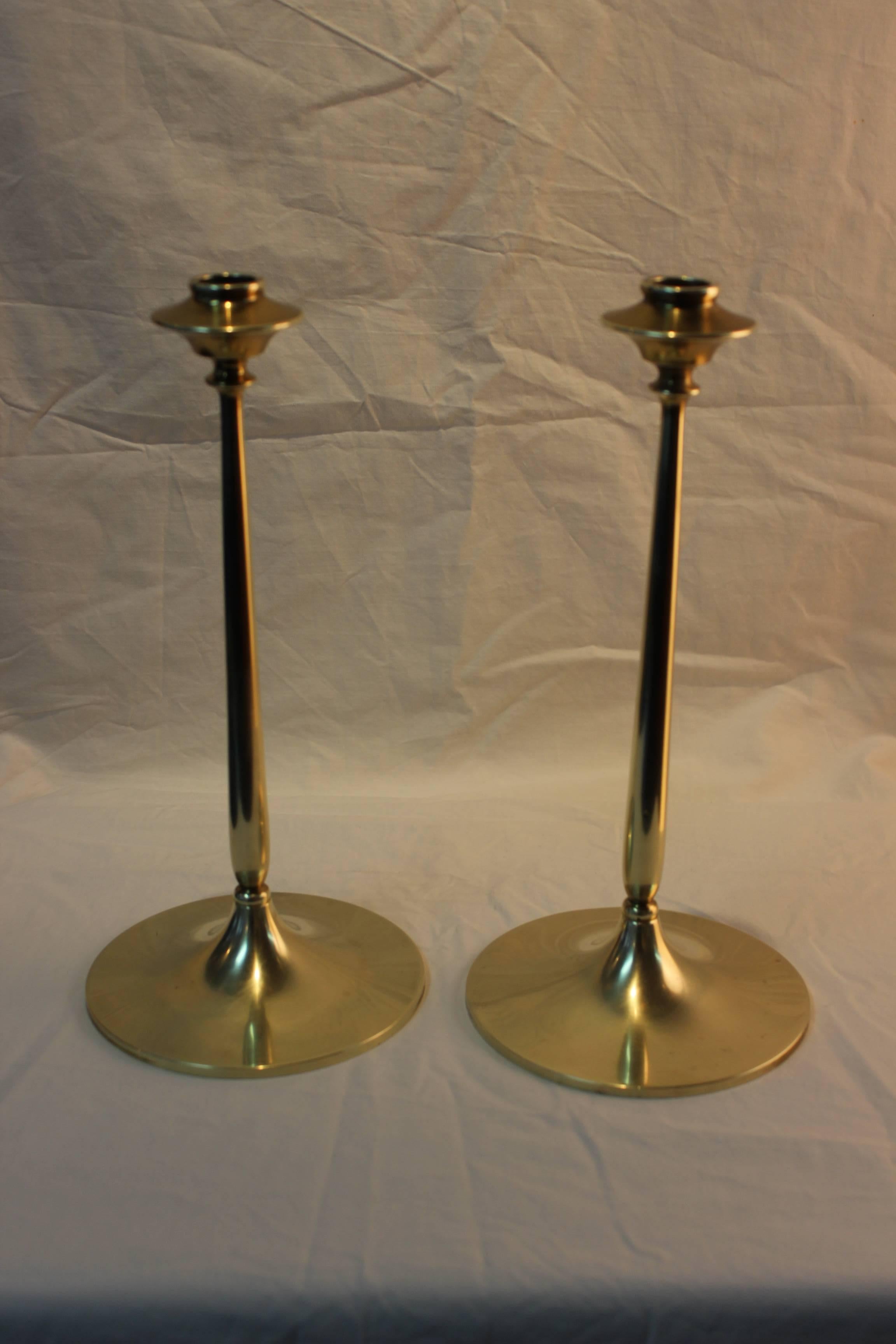 1950's Bradley & Hubbard Large brass candle holders.