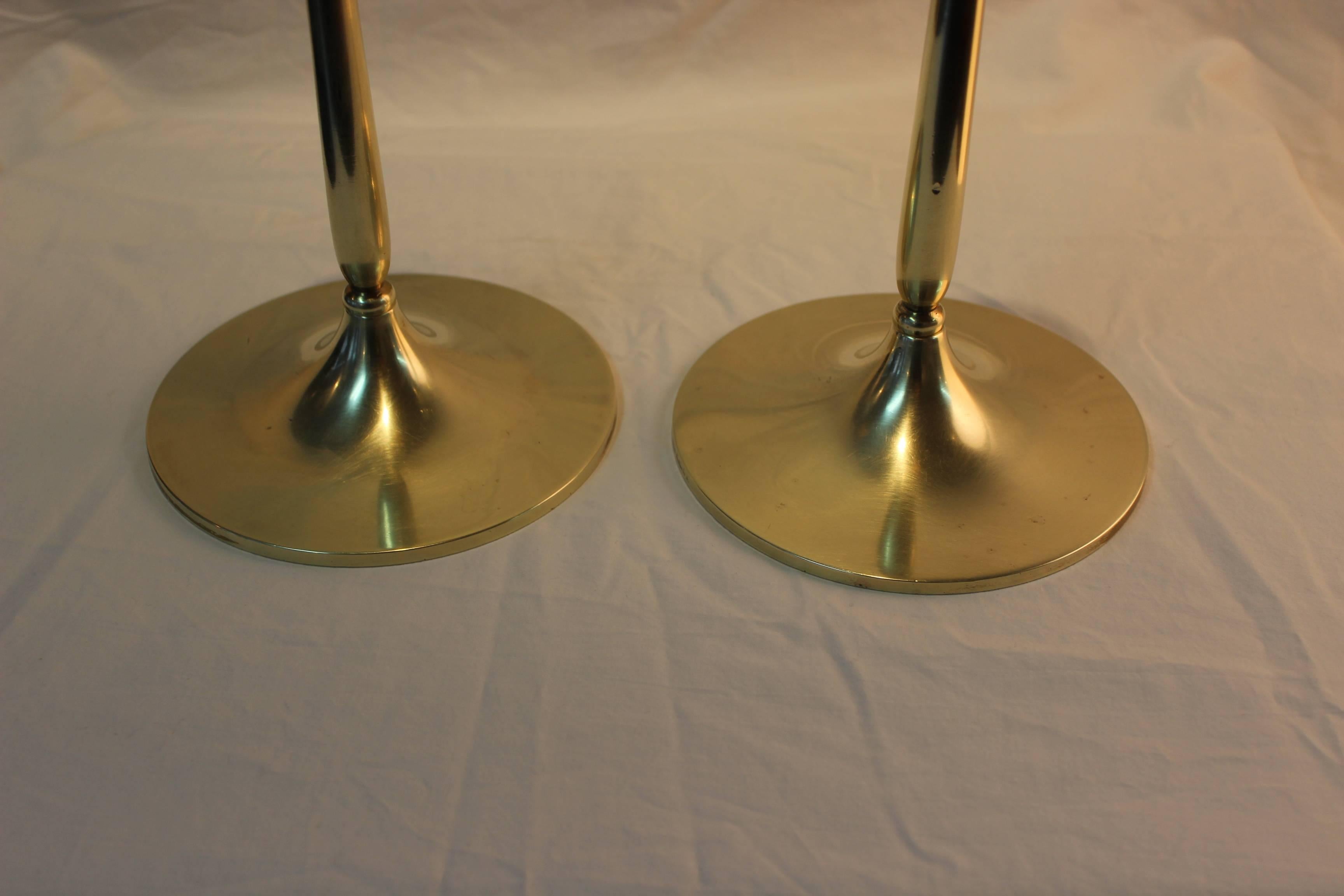 American 1950s Bradley and Hubbard Brass Candle Holders 