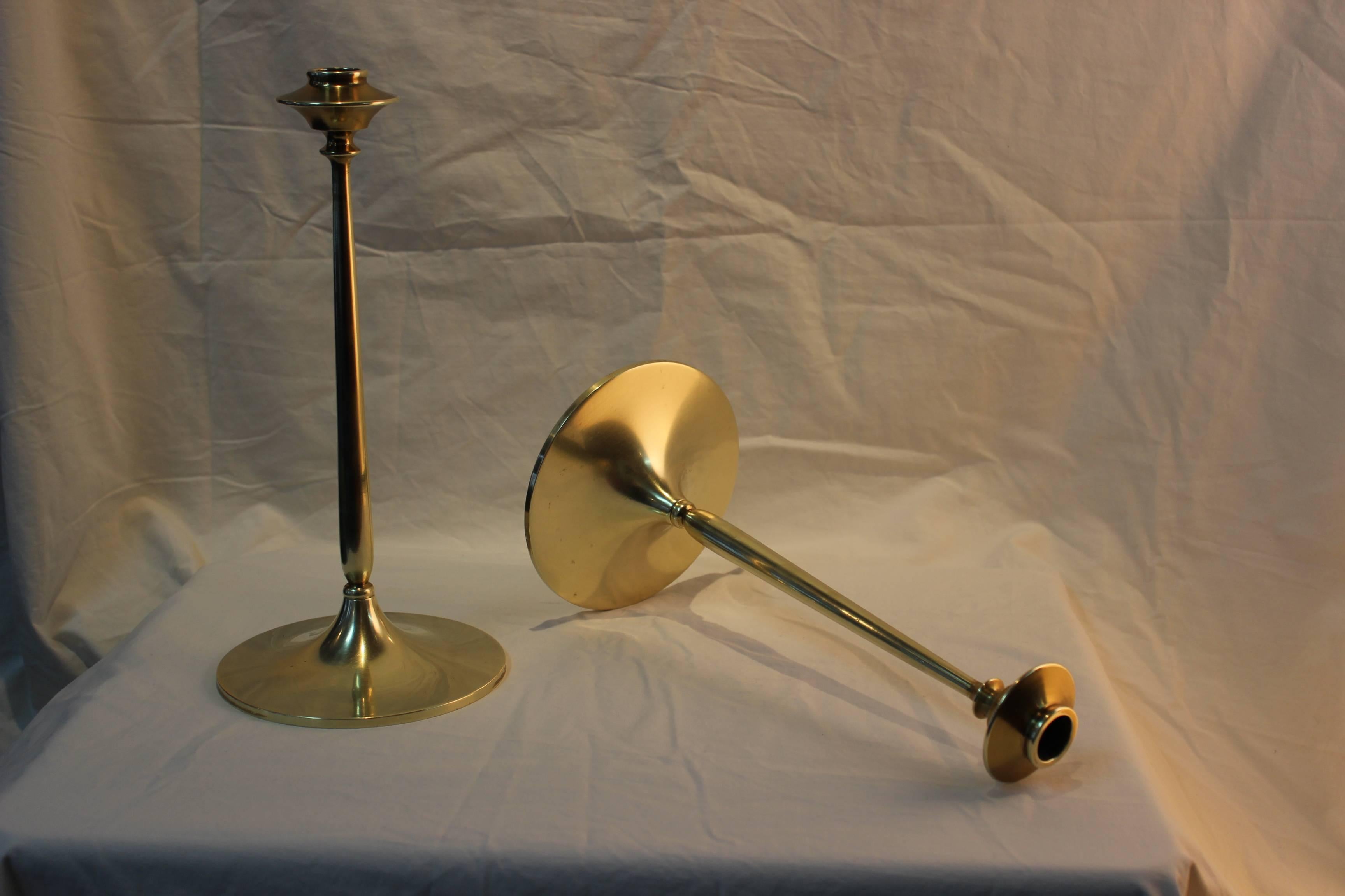 20th Century 1950s Bradley and Hubbard Brass Candle Holders 