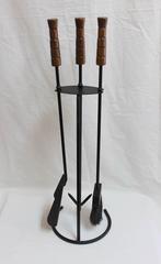 1960s Modernist Wood Handles Fireplace Tools