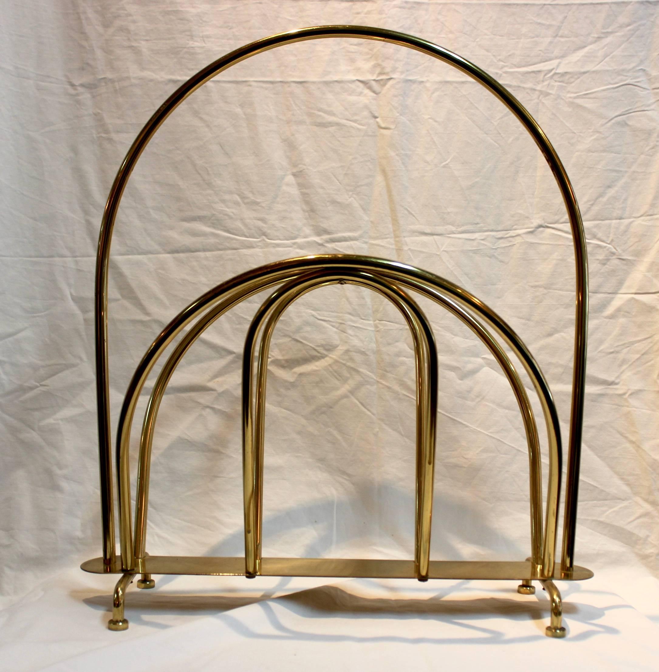 1960s modern Italian brass magazine holder.