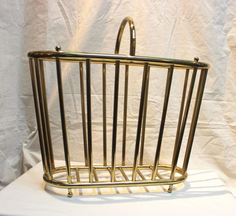 1960s Italian Brass Oval Magazine Holder For Sale at 1stDibs