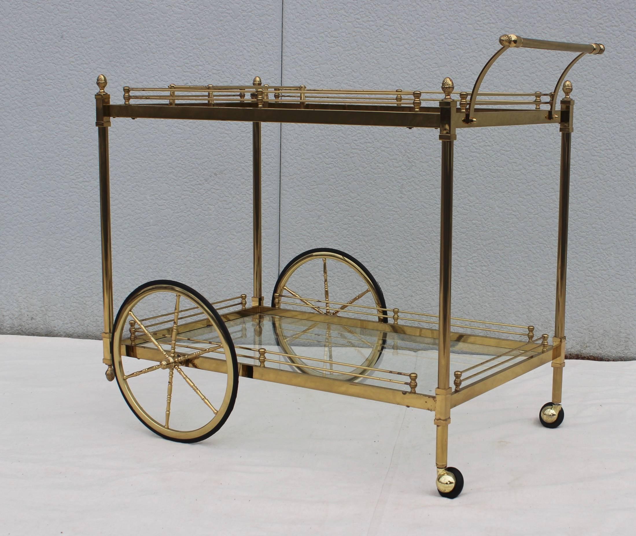 Mid-Century Modern 1950s Italian Brass Bar Cart